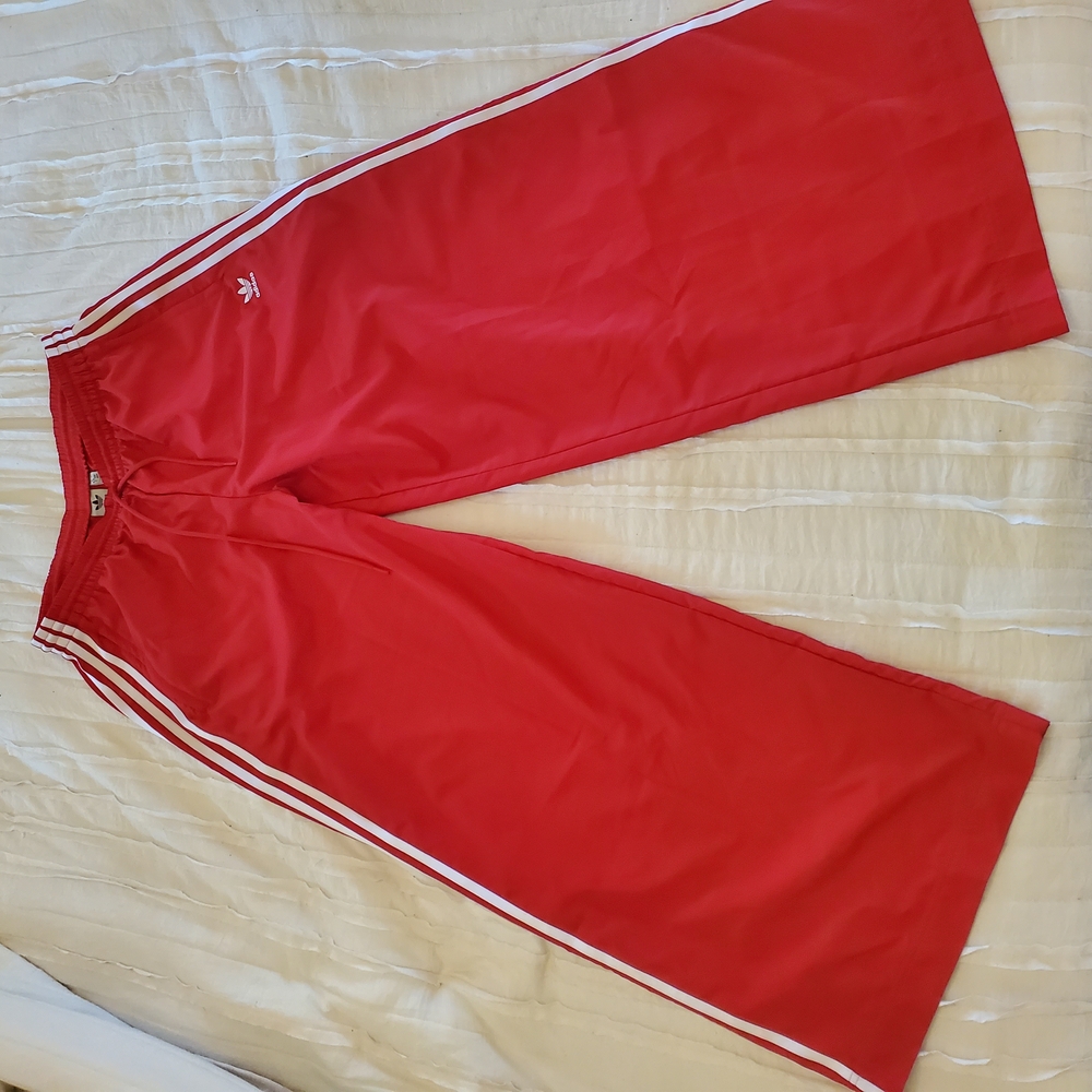 Adidas Wide Leg Red Track Pants